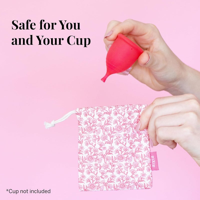 Pixie Cup Pixie Menstrual Cup Storage Bag Case - 100% Organic Cotton Reusable Holder for Period Cups, Discs, and Kegel Balls - Store After Using Sterilizer or Wash - Container to Keep Menstrual Cup Cleaner - Image 5
